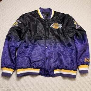 Ultra Game NBA Los Angeles Lakers Satin Bomber Varsity Jacket Men's XL